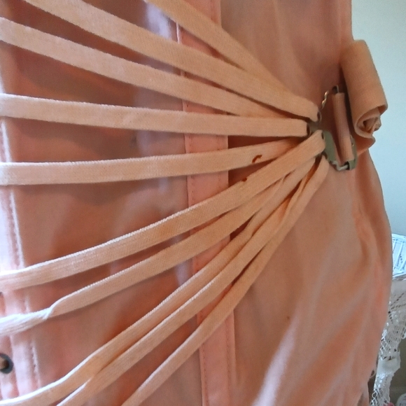 VINTAGE "CAMP" BALLERINA PINK FAN LACE UP CORSET! COTTON/ RAYON. UNWORN! - Picture 6 of 16